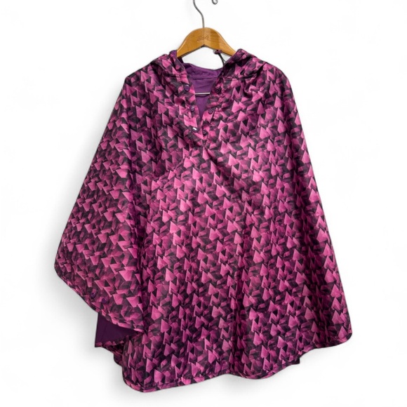 Totes Reversible Purple/Geometric Women's Rain Poncho - Picture 1 of 6